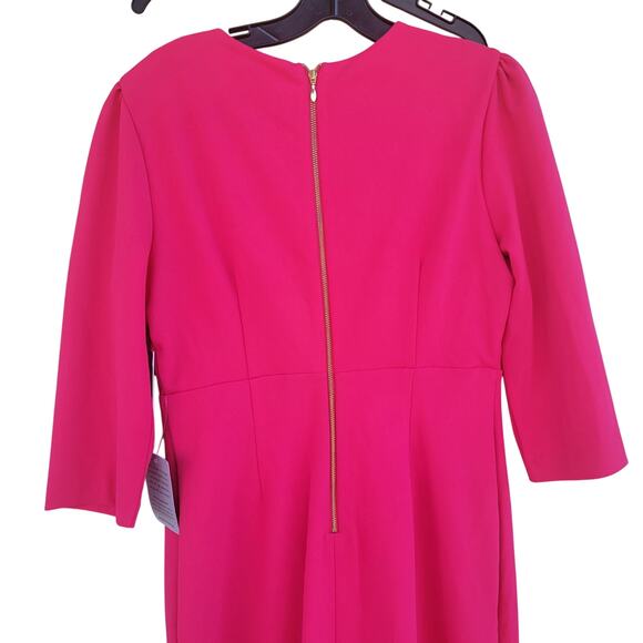 JULIA JORDAN 3/4 SLEEVE CASCADE RUFFLE DRESS SIZE 10 DRAGON FRUIT PINK - Picture 8 of 9